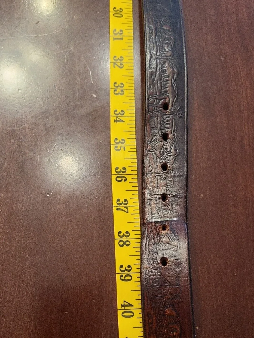 Classic Country Brown Leather Men's Belt with Silver Buckle, Size 34